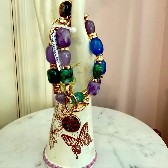 New Style & Co Gold-Tone 2-Pc. Multicolor Bead Stretch Bracelet Set - Picture 5 of 8